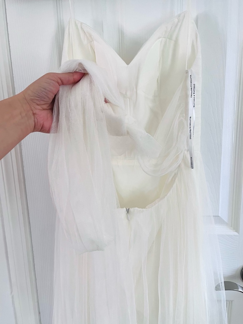 Watters Ivory Spaghetti-Strap Tulle Wedding Gown - Picture 9 of 9